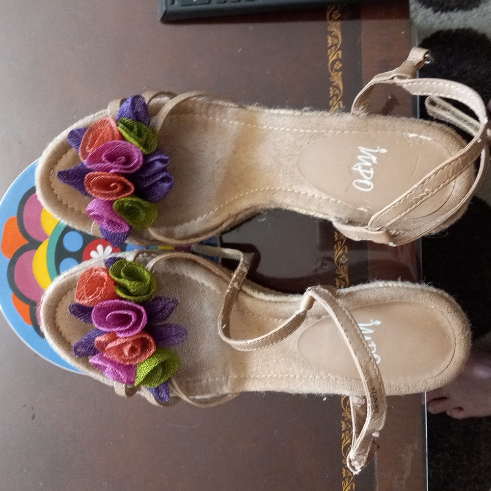 MPO strappy wedge shoes 3" heel